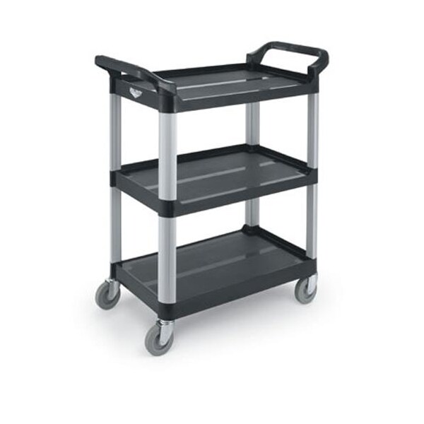 33 in x 16 13/16 in 3-Tier Black Utility Cart